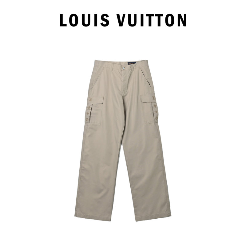 Beige Cargo Pants with Multiple Pockets & Belt view