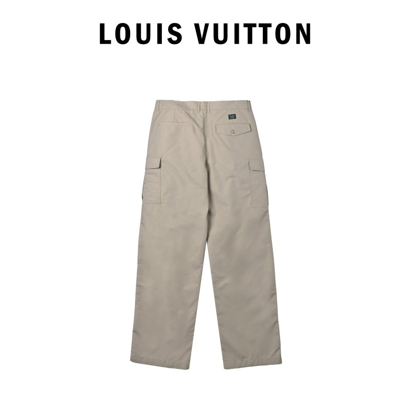 Beige Cargo Pants with Multiple Pockets & Belt view