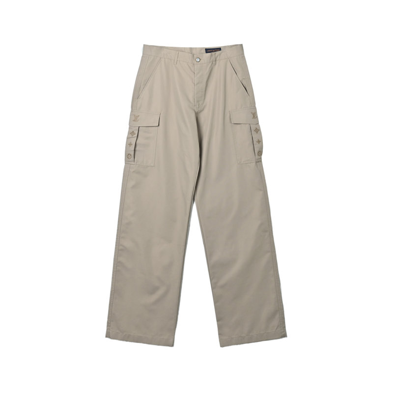 Beige Cargo Pants with Multiple Pockets & Belt view
