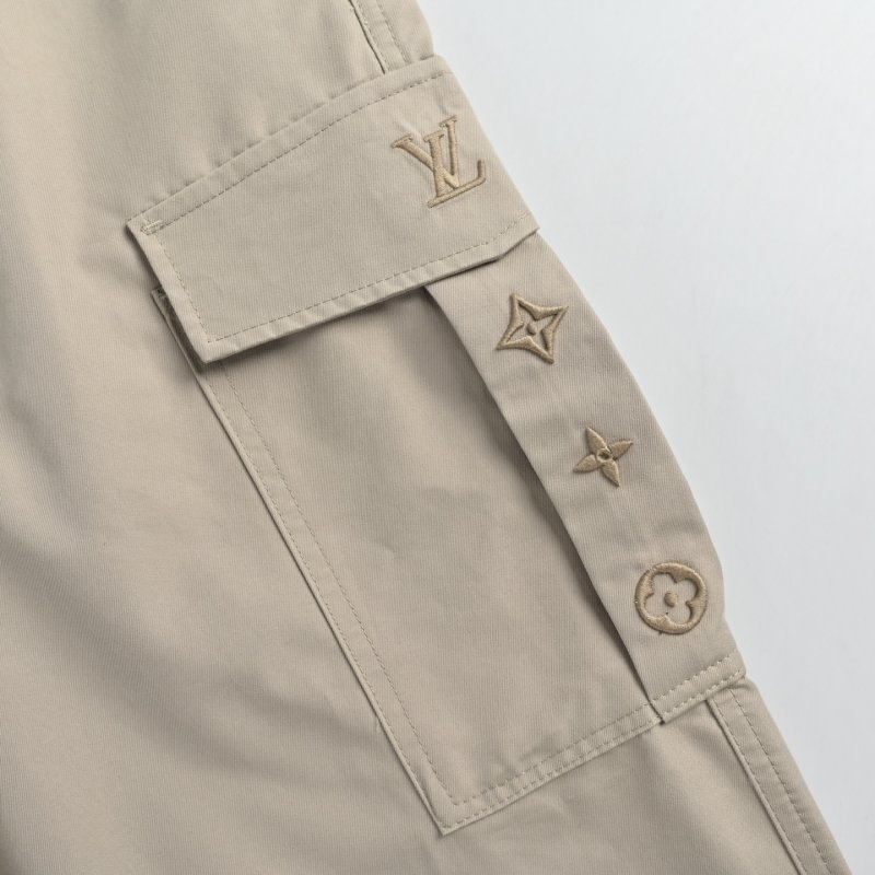 Beige Cargo Pants with Multiple Pockets & Belt view