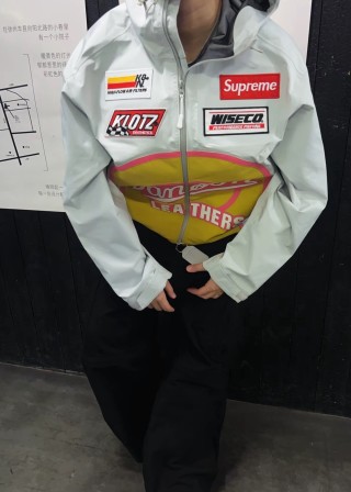 Supreme White Multi-Patch Windbreaker Jacket