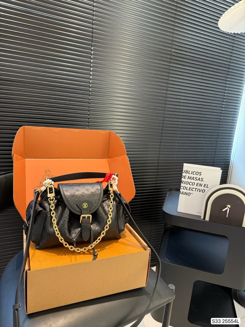 Louis Vuitton Odyssée Black Embossed Leather Shoulder Bag
