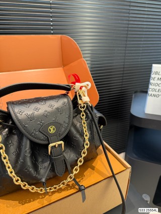 Louis Vuitton Odyssée Black Embossed Leather Shoulder Bag view 5