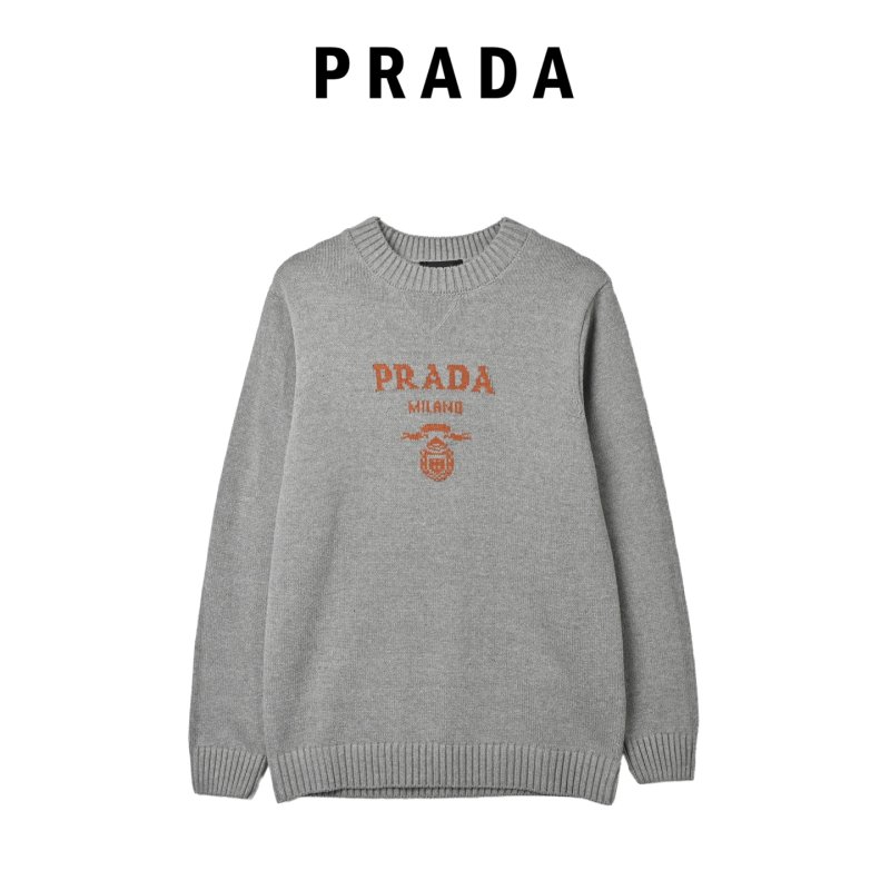 Prada Milano Logo Knit Sweater - Grey