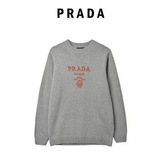 Prada Milano Logo Knit Sweater - Grey
