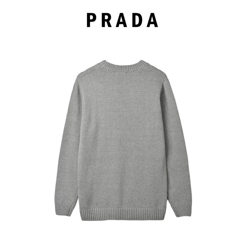 Gray Knit Sweater with Embroidered Logo Detail view