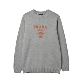 Prada Milano Logo Knit Sweater - Grey view 3