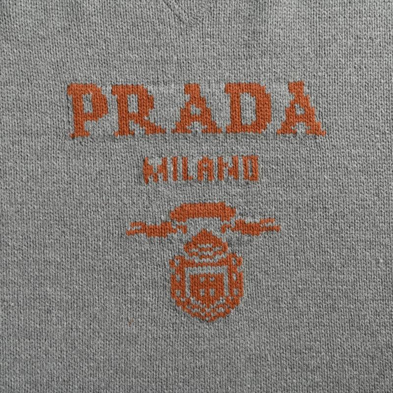 Gray Knit Sweater with Embroidered Logo Detail view