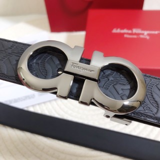 Salvatore Ferragamo Black Embossed Leather Belt 34mm view 2