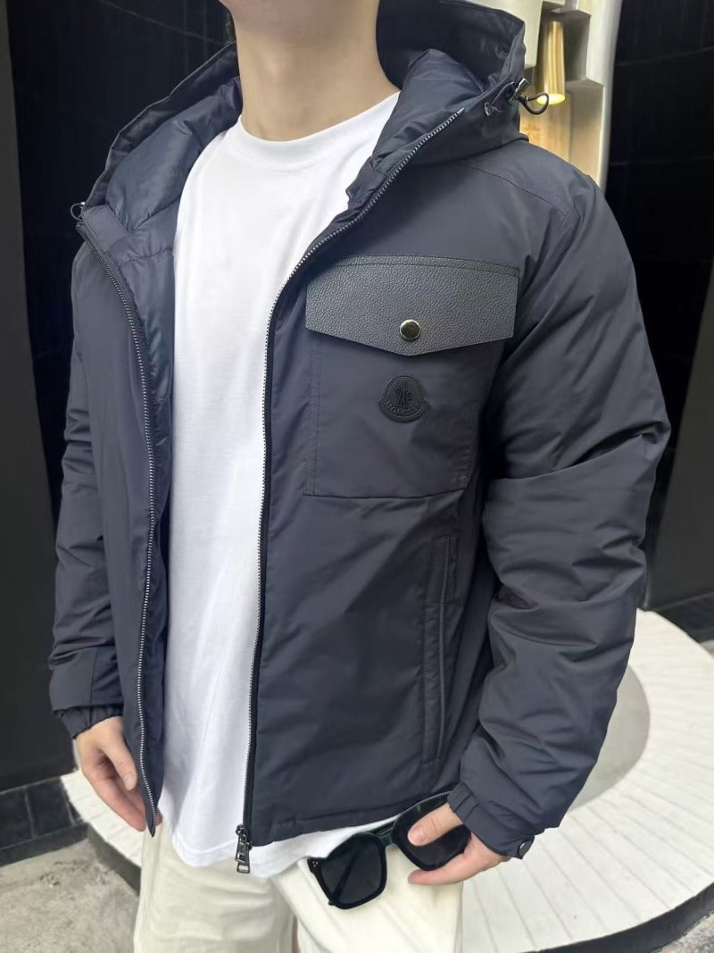 Moncler Navy Down Jacket with Chest Pocket