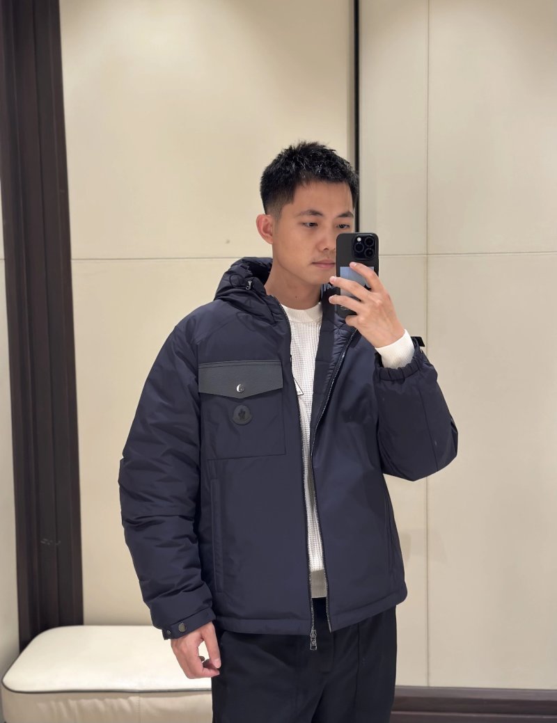 Moncler Navy Down Jacket with Chest Pocket view