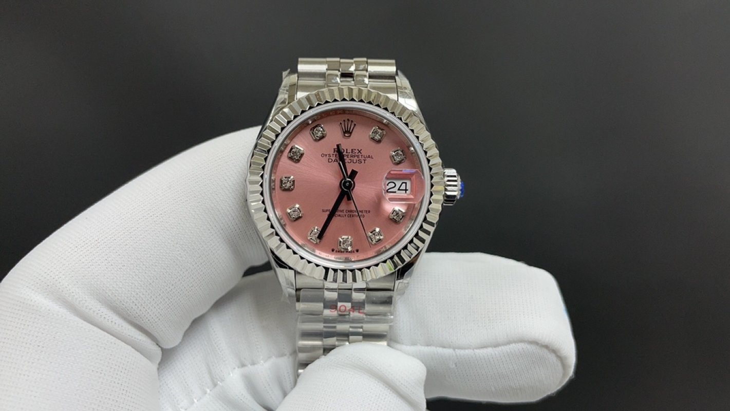 Rolex Datejust 28mm Pink Dial Steel Watch