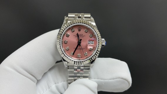 Rolex Datejust 28mm Pink Dial Steel Watch