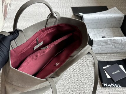 Chanel Vintage Tote Bag Grey Canvas view 8