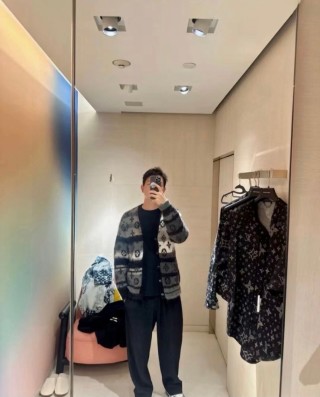 Black & Gray Leopard Print Knit Cardigan view 6