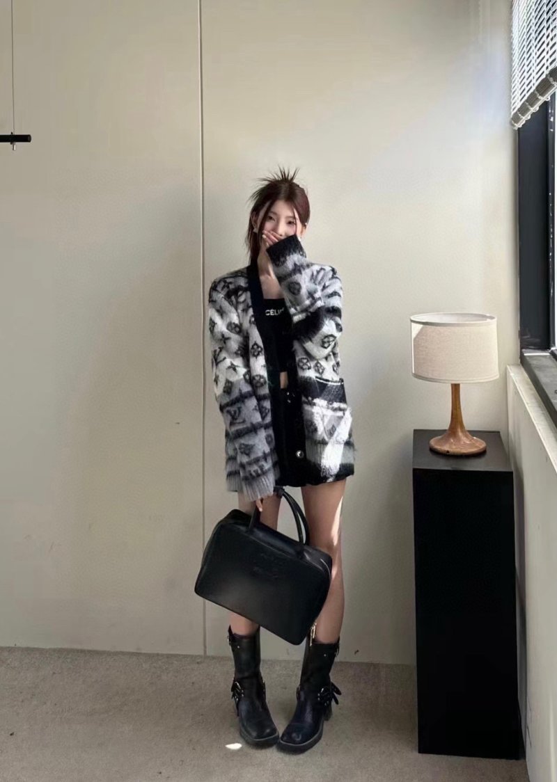 Louis Vuitton Monogram Mohair Blend Cardigan Black/Grey view