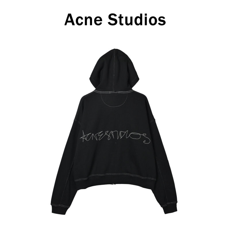 Black Anesthetics Print Hoodie with Contrast Stitching view