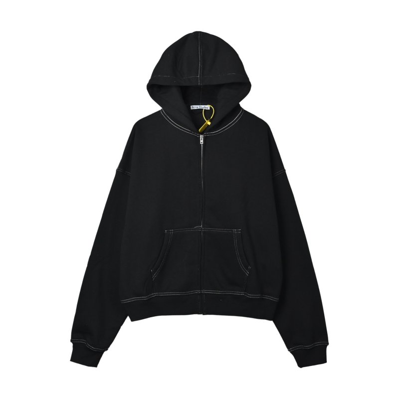 Black Anesthetics Print Hoodie with Contrast Stitching view