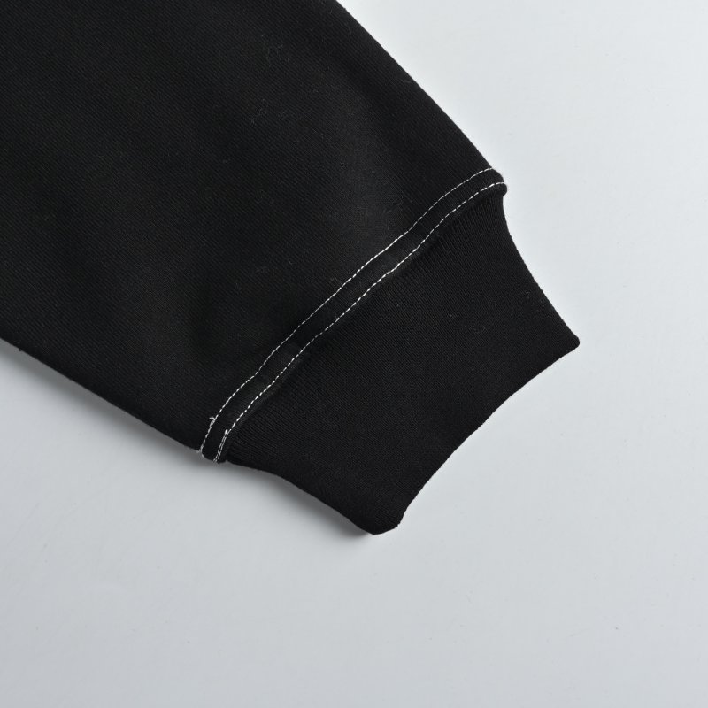 Black Anesthetics Print Hoodie with Contrast Stitching view