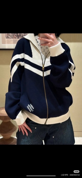 Navy & White Stripe Zip-Up Track Jacket view 3