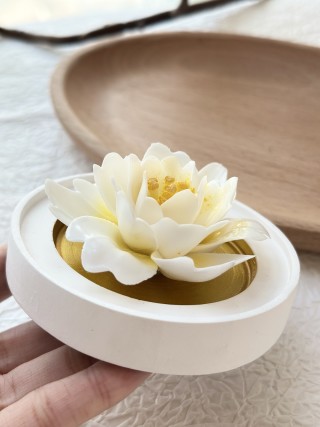 Handcrafted White Peony Ceramic Flower Sculpture view 2