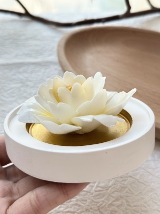 Handcrafted White Peony Ceramic Flower Sculpture view 4