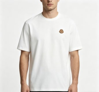 Moncler White Short Sleeve T-Shirt with Embroidered Logo view 2