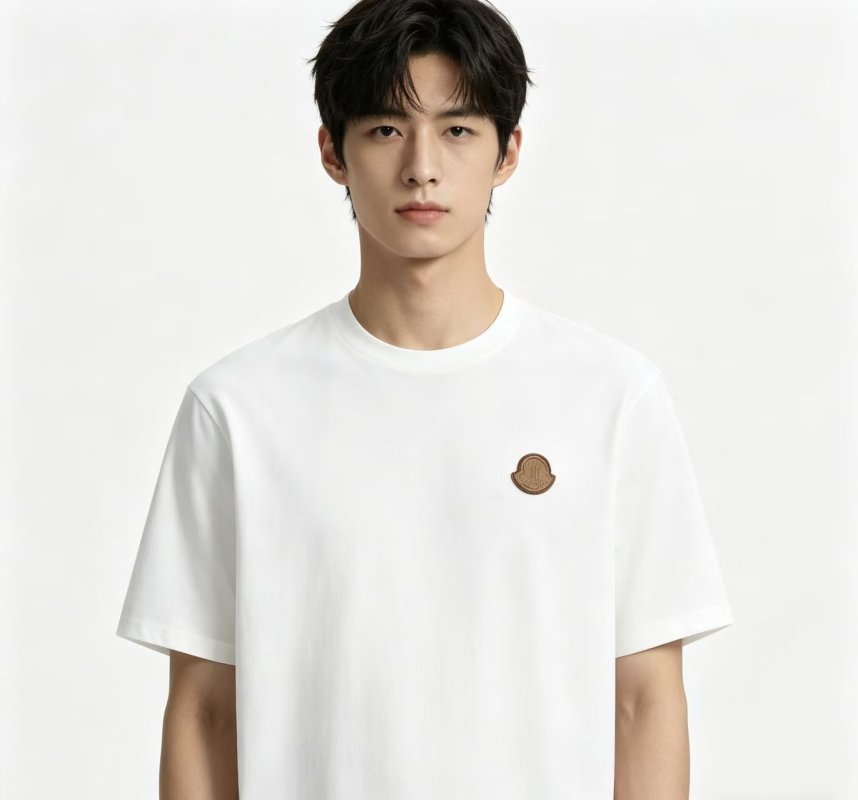 Moncler White Short Sleeve T-Shirt with Embroidered Logo view