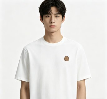 Moncler White Short Sleeve T-Shirt with Embroidered Logo view 3