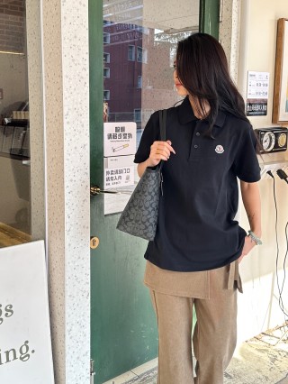 Moncler Black Short Sleeve Polo Shirt view 3