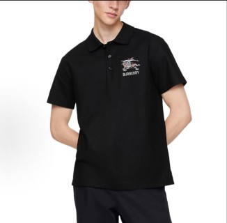 Burberry Black Polo Shirt with EKD Embroidery view 3