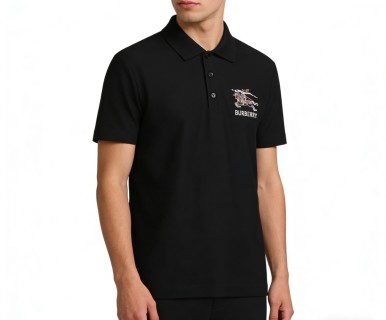 Burberry Black Polo Shirt with EKD Embroidery view 4