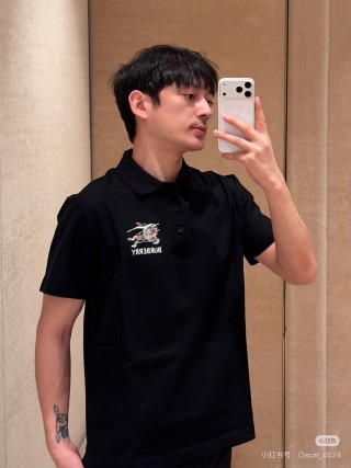 Burberry Black Polo Shirt with EKD Embroidery view 7