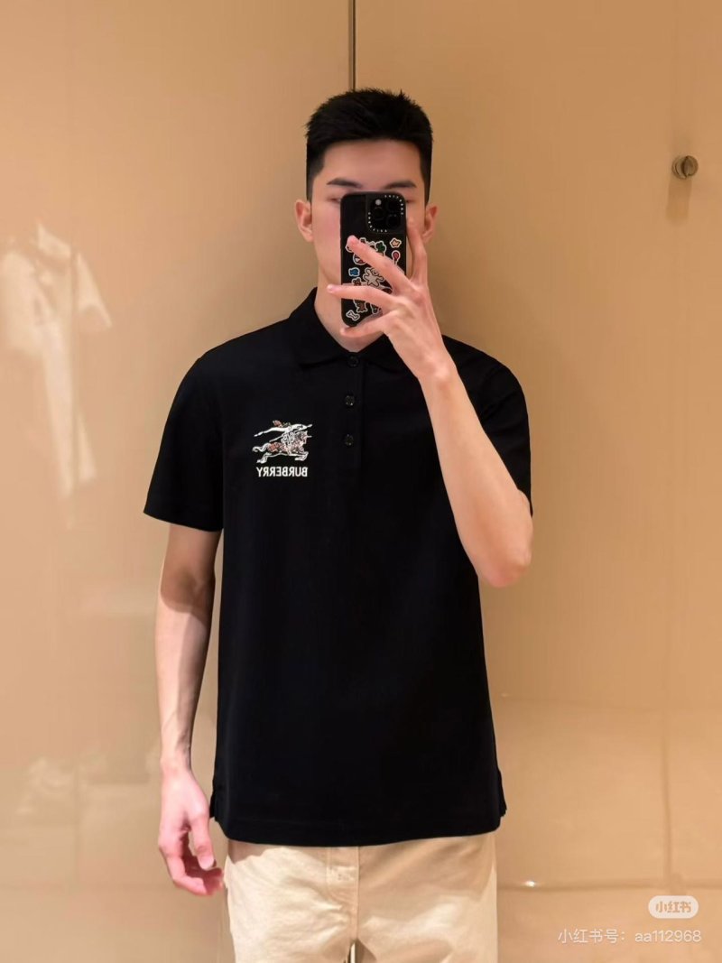 Burberry Black Polo Shirt with EKD Embroidery view