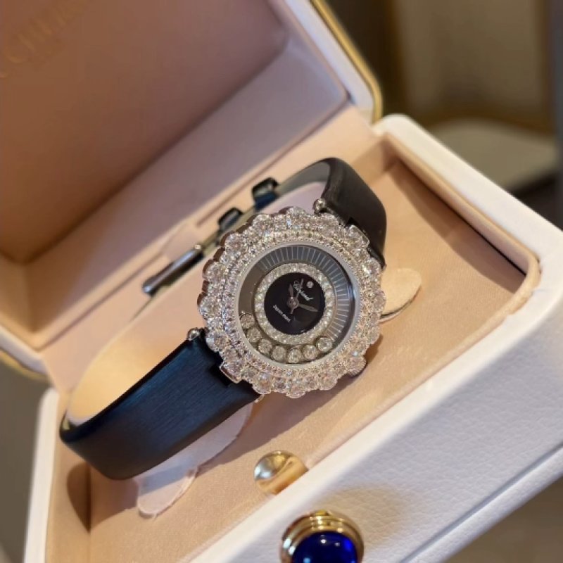 Chopard Happy Diamonds Blue Leather Strap Watch