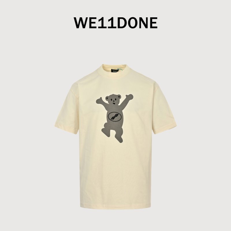 We11Done White Bear Flocked Print Short Sleeve T-Shirt view