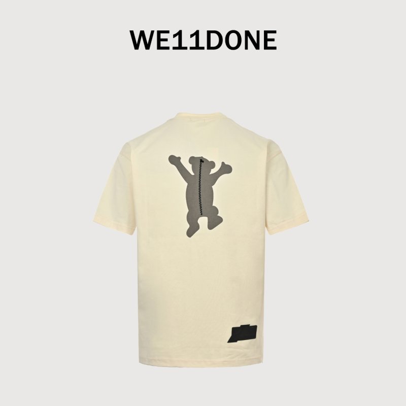 We11Done White Bear Flocked Print Short Sleeve T-Shirt view