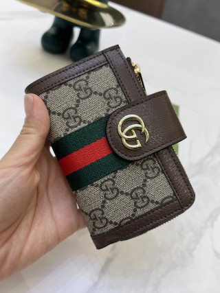 Gucci GG Canvas Compact Wallet Black with Red Green Stripe view 2