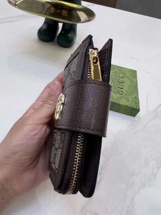Gucci GG Canvas Compact Wallet Black with Red Green Stripe view 3