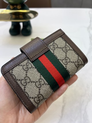 Gucci GG Canvas Compact Wallet Black with Red Green Stripe view 4