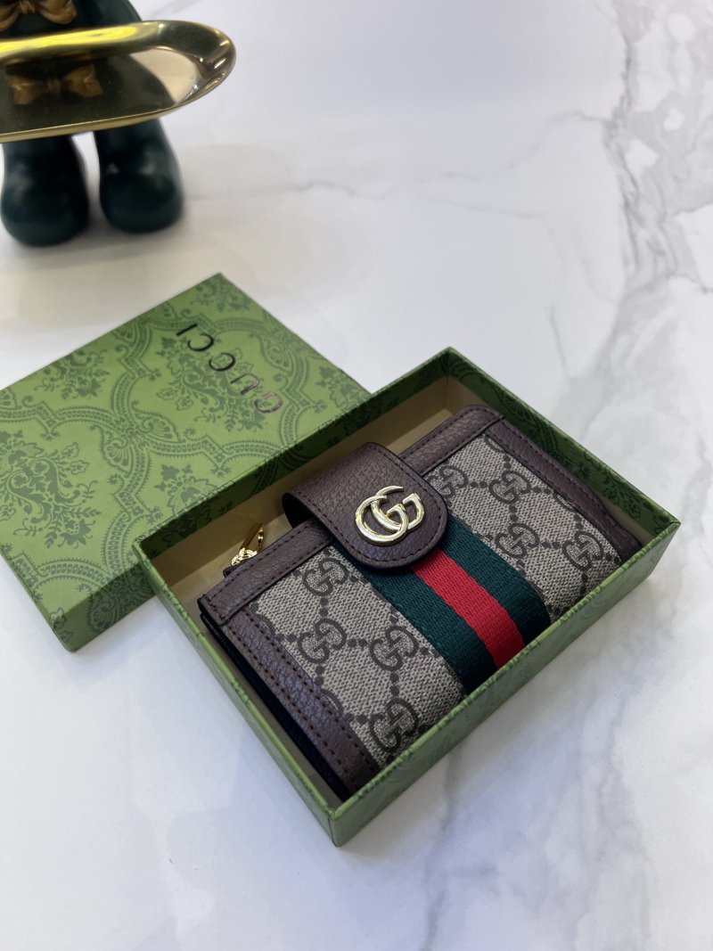 Gucci GG Canvas Compact Wallet Black with Red Green Stripe view