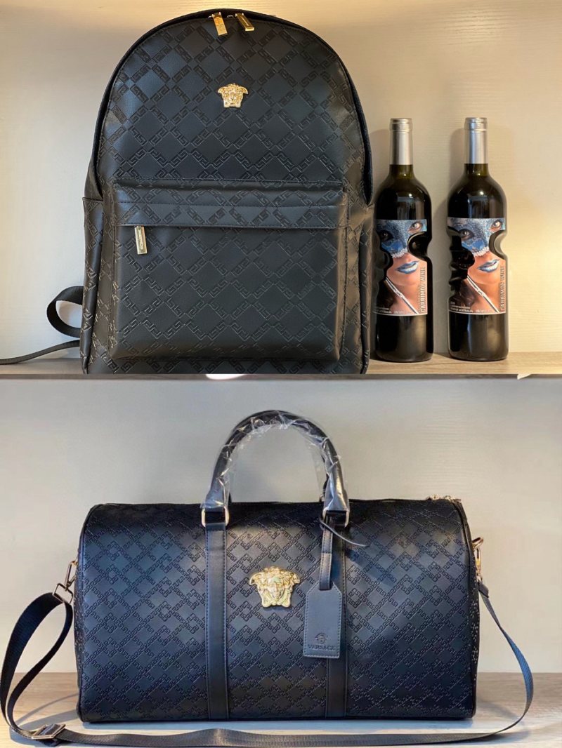 Versace Embossed Black Backpack with Gold Hardware view