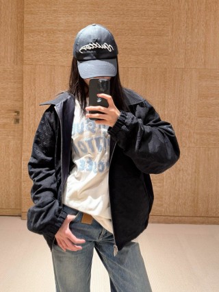 Louis Vuitton Black Leather Jacket with Contrast Collar view 5