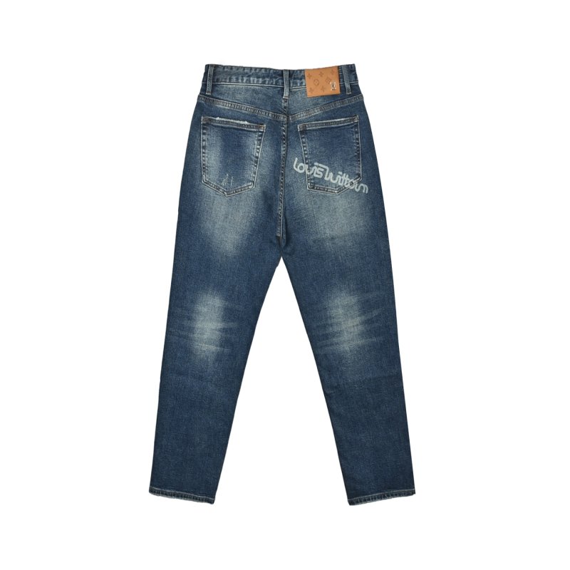 Premium Distressed Blue Denim Jeans view
