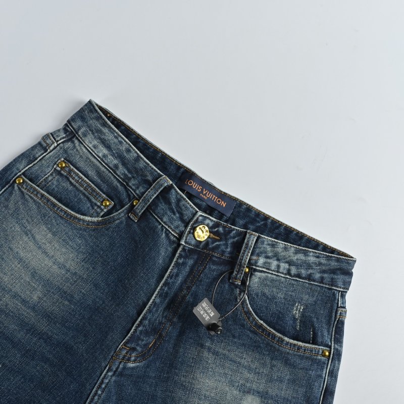 Premium Distressed Blue Denim Jeans view