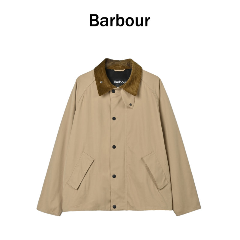 Beige Corduroy Collar Button-Up Overshirt Jacket view