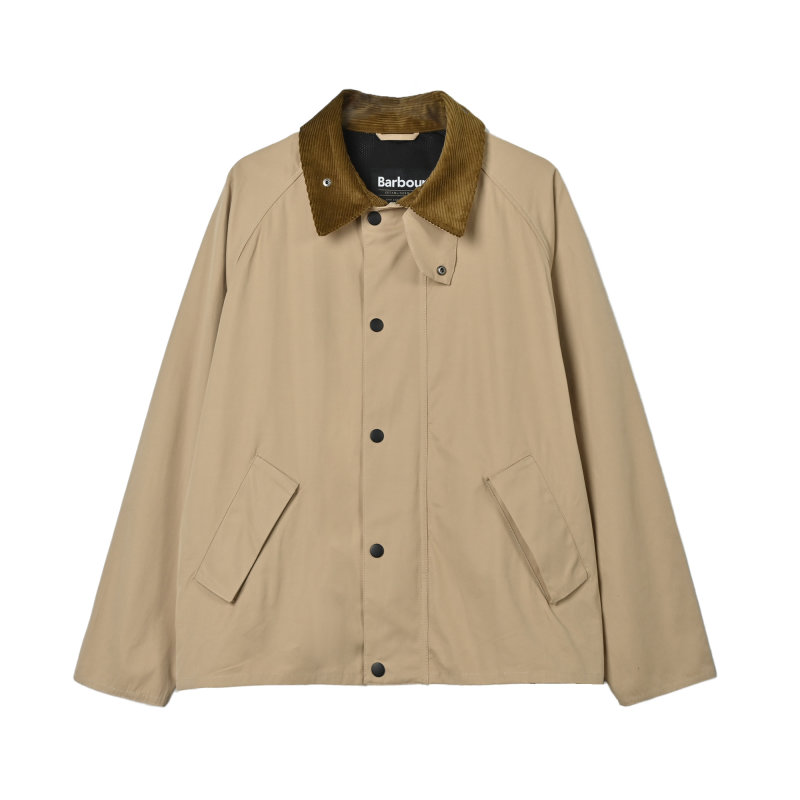 Beige Corduroy Collar Button-Up Overshirt Jacket view
