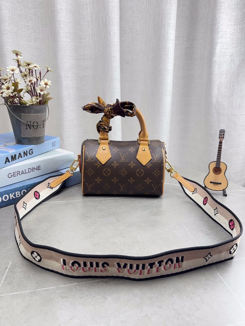Louis Vuitton Speedy Nano Monogram Canvas Bag with Silk Scarf