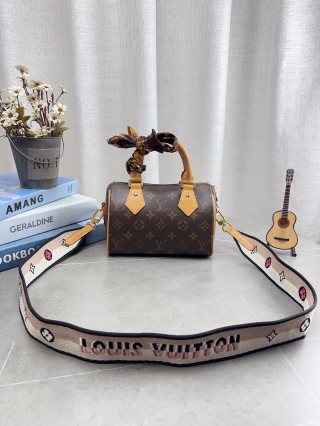 Louis Vuitton Speedy Nano Monogram Canvas Bag with Silk Scarf