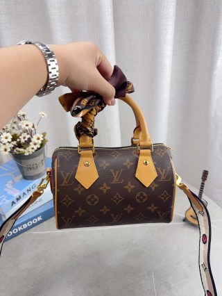 Louis Vuitton Speedy Nano Monogram Canvas Bag with Silk Scarf view 2
